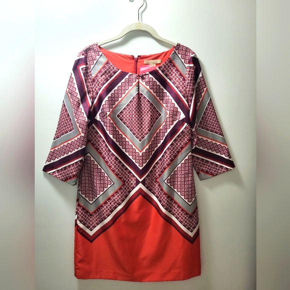 Banana Republic midi dress, geometric red pink size 4 - Picture 5 of 5